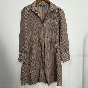 TUCKERNUCK Tan Stripe Florence Shirt Dress women’s SIZE SMALL